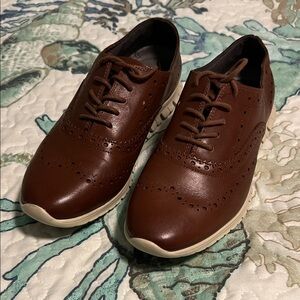 Cole Haan Brown Leather Oxfords with Cream Sole